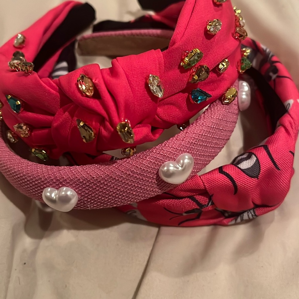Three pack of pink hair designed pattern head bands